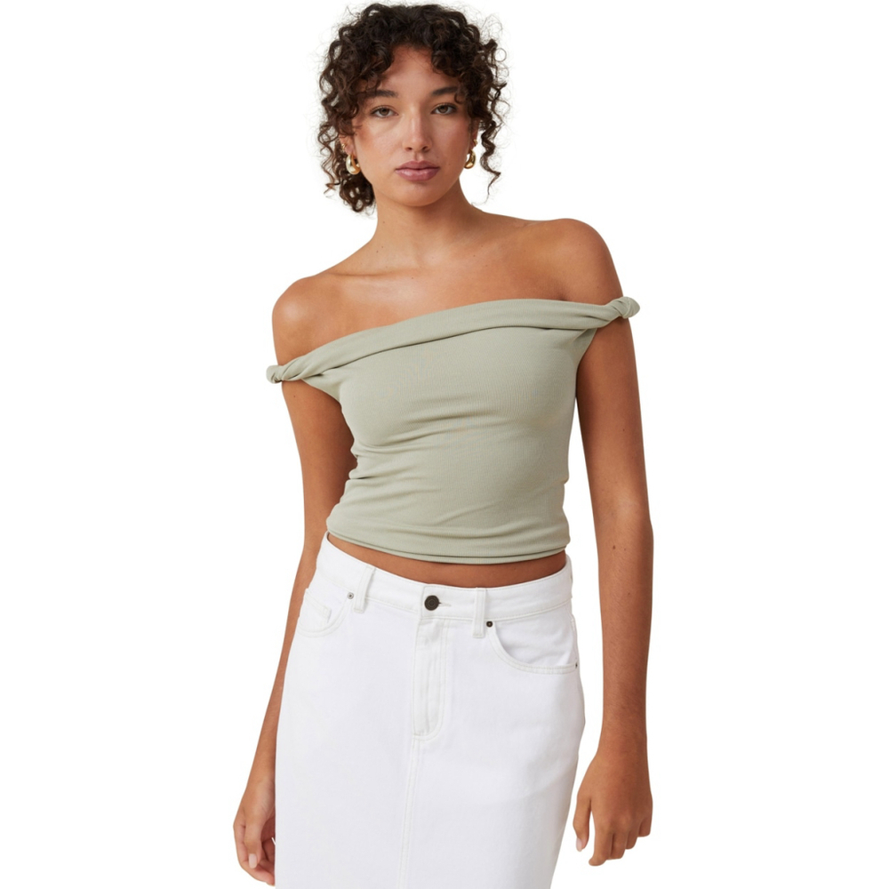 COTTON ON Womenβs Size Small Sage Green Twist Short Sleeve Top NWT